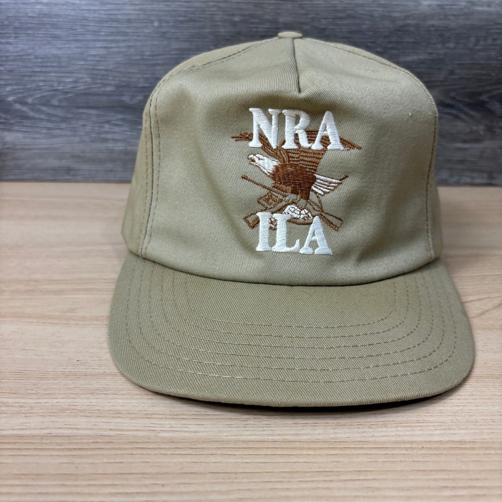 Vintage NRA Hat‎ Cap Strap Back Brown Hunting Trucker Eagle Outdoors USA Made